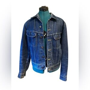 VTG 70s Lee Riders Denim Jean Trucker Jacket PATD 153438 Union Made in USA 40R